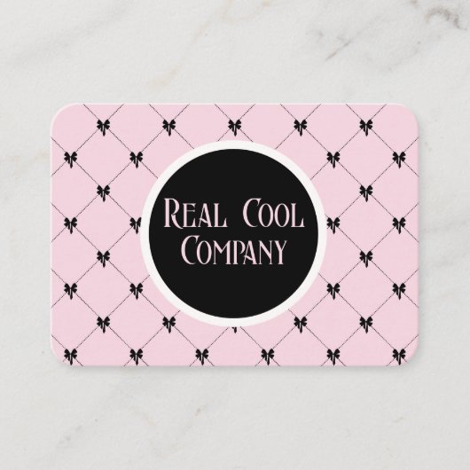 Pink & Black Bow Monogram Visitenkarte (Vorderseite)