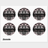 Pink Black Bride Groom Damask Hochzeitssemble Sieg Runder Aufkleber (Blatt)