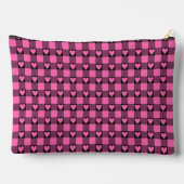Pink Black Buffalo Heart Plaid Zubehörtasche (Rückseite)