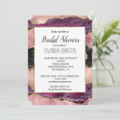 Pink Black Burgundy Gold Brautparty Einladung (Stehend Vorderseite)