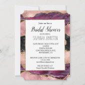 Pink Black Burgundy Gold Brautparty Einladung (Vorderseite)