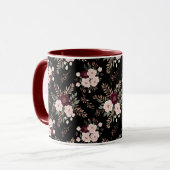 Pink Black Burgundy Watercolor Florals Tasse (Vorderseite Links)