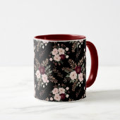 Pink Black Burgundy Watercolor Florals Tasse (VorderseiteRechts)