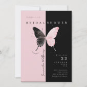 Pink Black Butterfly Bridal Dusche Einladung (Vorderseite)
