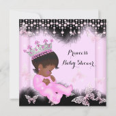 Pink Black Butterfly Princess Baby Shower Ethnic Einladung (Vorderseite)