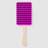 Pink Black Checker Diamond Pattern Fächer (Vorderseite)