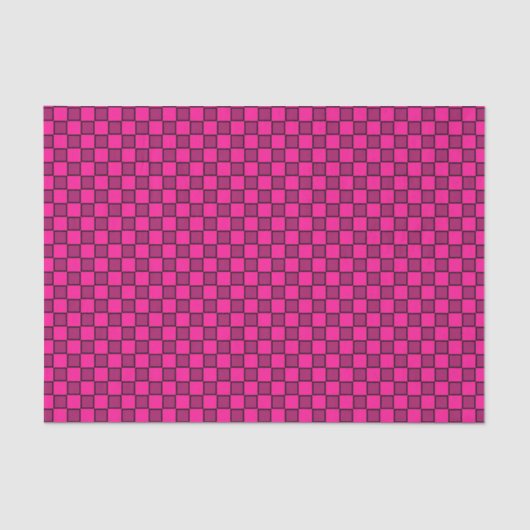 Pink Black Checkerboard Muster Seidenpapier (Vorderseite)