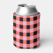 Pink Black Checkered Gingham Pattern Dosenkühler (Kanne Vorderseite)