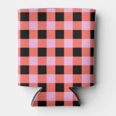 Pink Black Checkered Gingham Pattern Dosenkühler (Vorderseite)