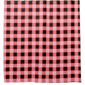 Pink Black Checkered Gingham Pattern Duschvorhang (Vorderseite)