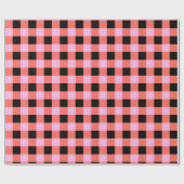 Pink Black Checkered Gingham Pattern Geschenkpapier (Flach)