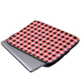 Pink Black Checkered Gingham Pattern Laptopschutzhülle (Vorne Knopf)