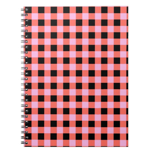 Pink Black Checkered Gingham Pattern Notizblock (Vorderseite)