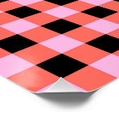 Pink Black Checkered Gingham Pattern Poster (Ecke)