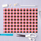 Pink Black Checkered Gingham Pattern Seidenpapier (Handwerk)