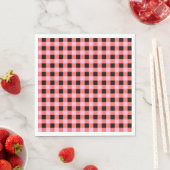 Pink Black Checkered Gingham Pattern Serviette (Beispiel)