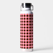 Pink Black Checkered Gingham Pattern Trinkflasche (Rückseite)