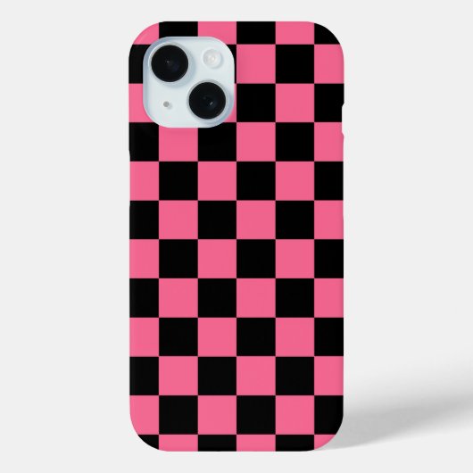Pink Black Checkered Karo Pattern Case-Mate iPhone Hülle (Rückseite)