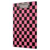 Pink Black Checkered Karo Pattern Klemmbrett (Links)