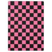 Pink Black Checkered Karo Pattern Klemmbrett (Rückseite)