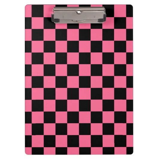 Pink Black Checkered Karo Pattern Klemmbrett (Vorderseite)