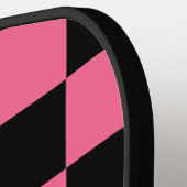 Pink Black Checkered Karo Pattern Pickleball Schläger (Linke Seite)