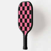 Pink Black Checkered Karo Pattern Pickleball Schläger (Links)