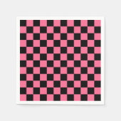 Pink Black Checkered Karo Pattern Serviette (Vorderseite)