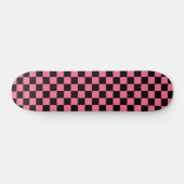 Pink Black Checkered Karo Pattern Skateboard (Horizontal)