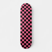 Pink Black Checkered Karo Pattern Skateboard (Vorne)