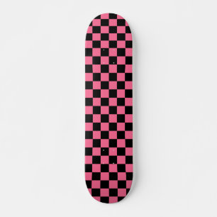 Pink Black Checkered Karo Pattern Skateboard