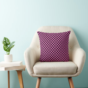 Pink Black Checkered Throw Kissen - Fett dekoriert