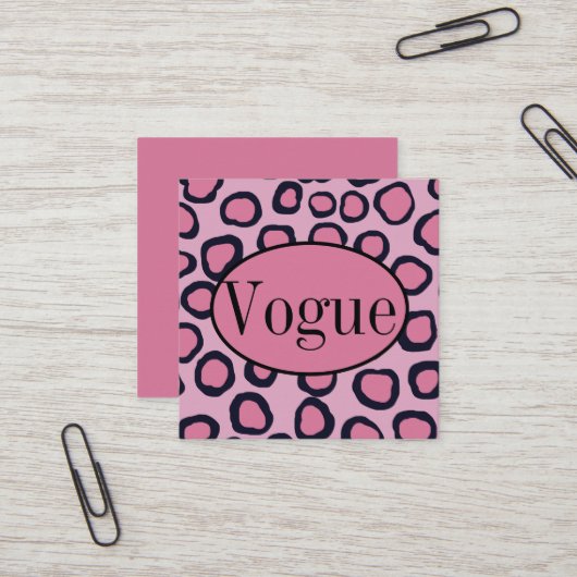 Pink Black Cheetah Animal Print Business Card Quadratische Visitenkarte (Vorderseite/Rückseite Beispiel)