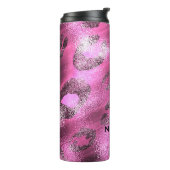 Pink & Black Cheetah Leopard Druckpunkte nach Maß Thermosbecher (Nach links gedreht)