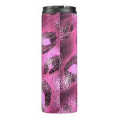 Pink & Black Cheetah Leopard Druckpunkte nach Maß Thermosbecher (Rückseite)
