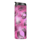 Pink & Black Cheetah Leopard Druckpunkte nach Maß Thermosbecher (Nach rechts gedreht)