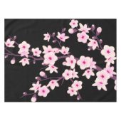 Pink Black Cherry Blossom und Gold Streifen Tischdecke (Vorderseite (Horizontal))