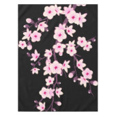 Pink Black Cherry Blossom und Gold Streifen Tischdecke (Vorderseite)