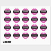 Pink Black Chevrons Abschluss Individuelle Name Runder Aufkleber (Blatt)