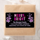 Pink Black Christmas Holiday Party Rücksendeadress (Insitu)