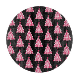 Pink Black Christmas Tree Schneidebrett