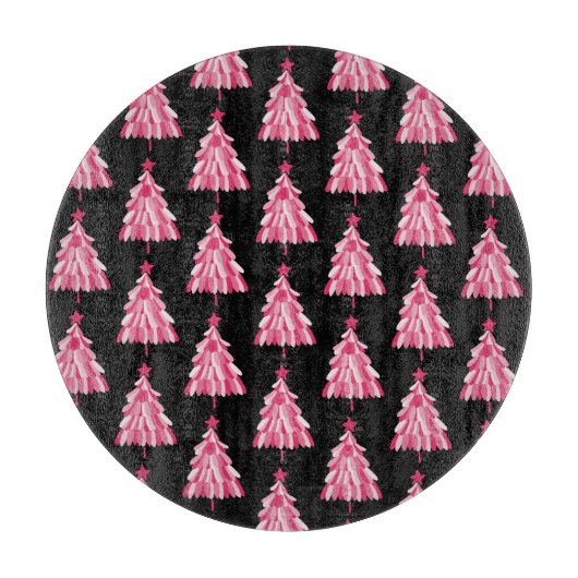 Pink Black Christmas Tree Schneidebrett (Vorderseite)