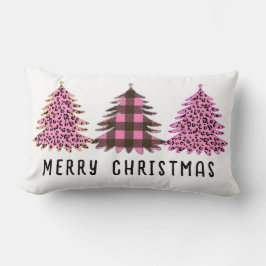 Pink & Black Christmas Tree Trio Lendenkissen