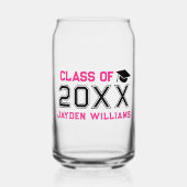 Pink Black Class of 2025 Custom Girl Abschluss Ca Dosenglas (Vorderseite)