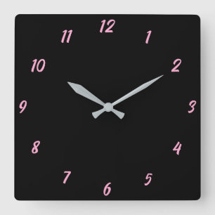 Pink Black Classy Elegantes Niedliches Farbgeschen Quadratische Wanduhr