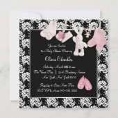 Pink Black Clothesline Baby Girl Dusche Einladung (Rückseite)
