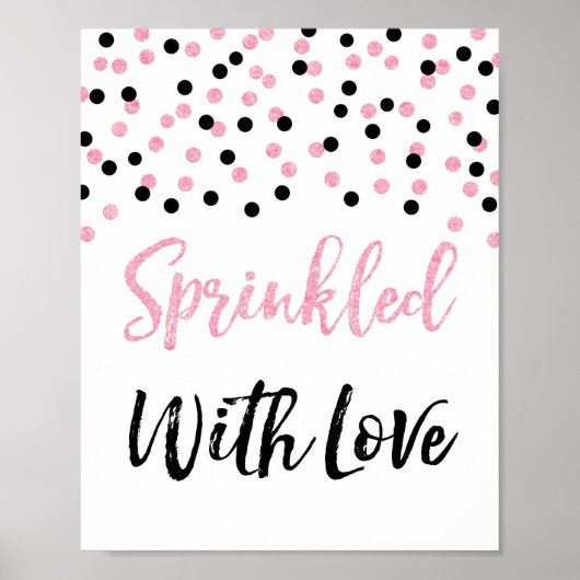 Pink Black Confetti Sprinkler mit Liebe Zeichen Poster (Vorne)
