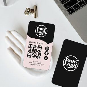 Pink Black Connect mit QR Code 3 Social Media Visitenkarte