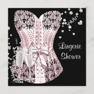 Pink Black Corset Lingerie Brautparty Einladung