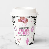 Pink & Black Cowgirl "First Rodeo" Birthday  Pappbecher (Vorderseite)